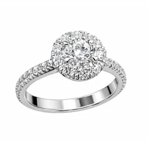 Anello Solitario Oro Bianco 18kt con Diamante 0,51 ct G SI1 Certificato IGI e Contorno e Gambo 0,52 ct - DIENNECI GIOIELLI