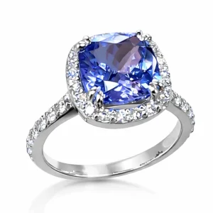Anello Tanzanite quadrata Ct. 2,24 e Diamanti in oro 18Kt - DIENNECI GIOIELLI