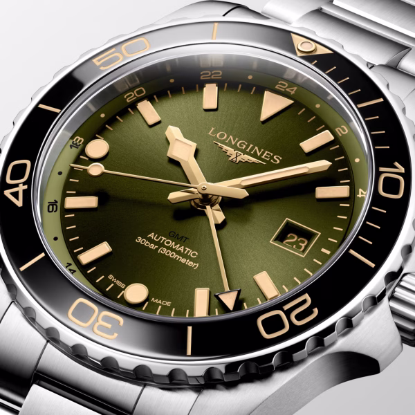 Longines HydroConquest GMT L3.890.4.06.6 Automatico 43 mm Verde Acciaio