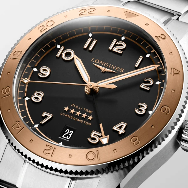 Longines Spirit Zulu Time 1925 L3.803.5.53.6 Automatico GMT 39 mm Acciaio e Oro Rosa