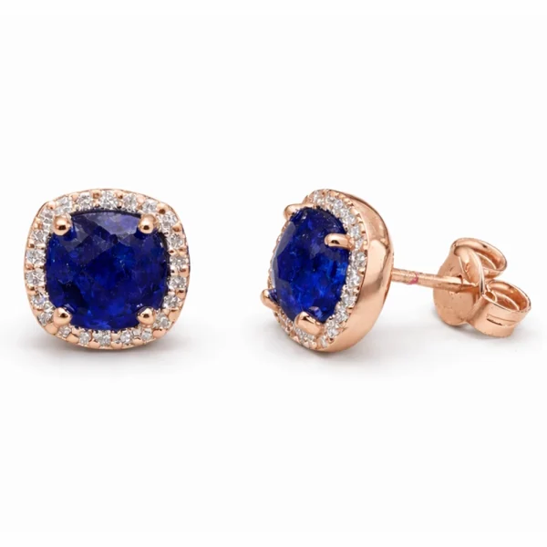 Orecchini zaffiri e diamanti in oro rosa 18Kt – DIENNECI GIOIELLI