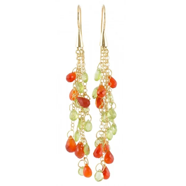 Orecchini pendenti peridoto e corniola in oro 18Kt – DIENNECI GIOIELLI