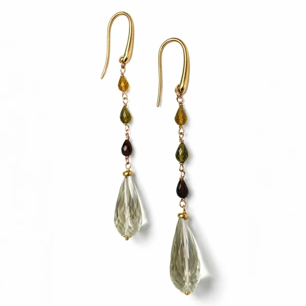 Orecchini pendenti tormaline e prasiolite in oro 18Kt – DIENNECI GIOIELLI