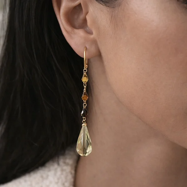 Orecchini pendenti tormaline e prasiolite in oro 18Kt – DIENNECI GIOIELLI