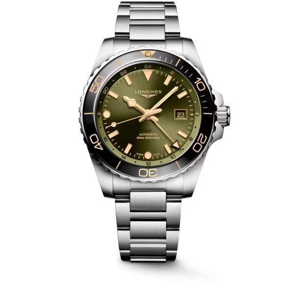 Longines HydroConquest GMT L3.890.4.06.6 Automatico 43 mm Verde Acciaio
