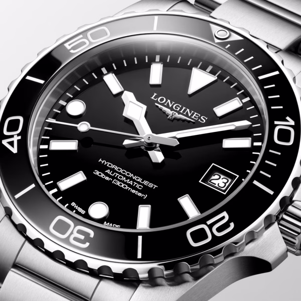 Longines HydroConquest L3.779.4.56.6 Automatico 39 mm Nero Acciaio