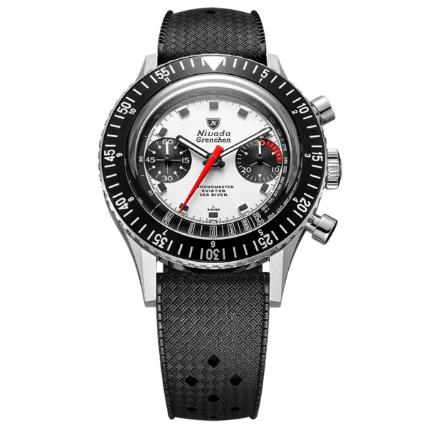 Nivada Grenchen Chronomaster Panda 86054M01LC – Cronografo Manuale 38 mm Rubber Tropic